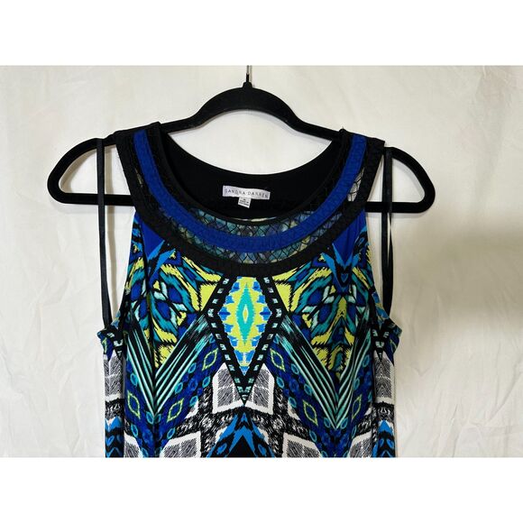 Sandra Darren Women's Sleeveless Geometric Design Slub Knit Maxi Dress Size 6 - Picture 2 of 5